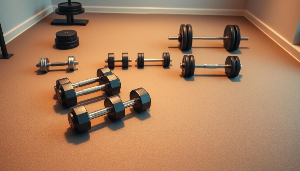Fitnessboden mit Gewichten Fitnessboden mit Gewichten